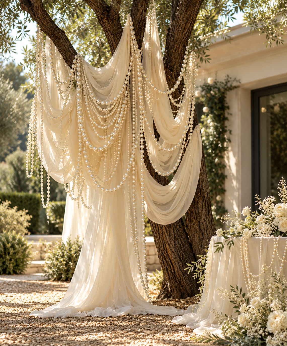 Inspiration : arbre, drapés et perles