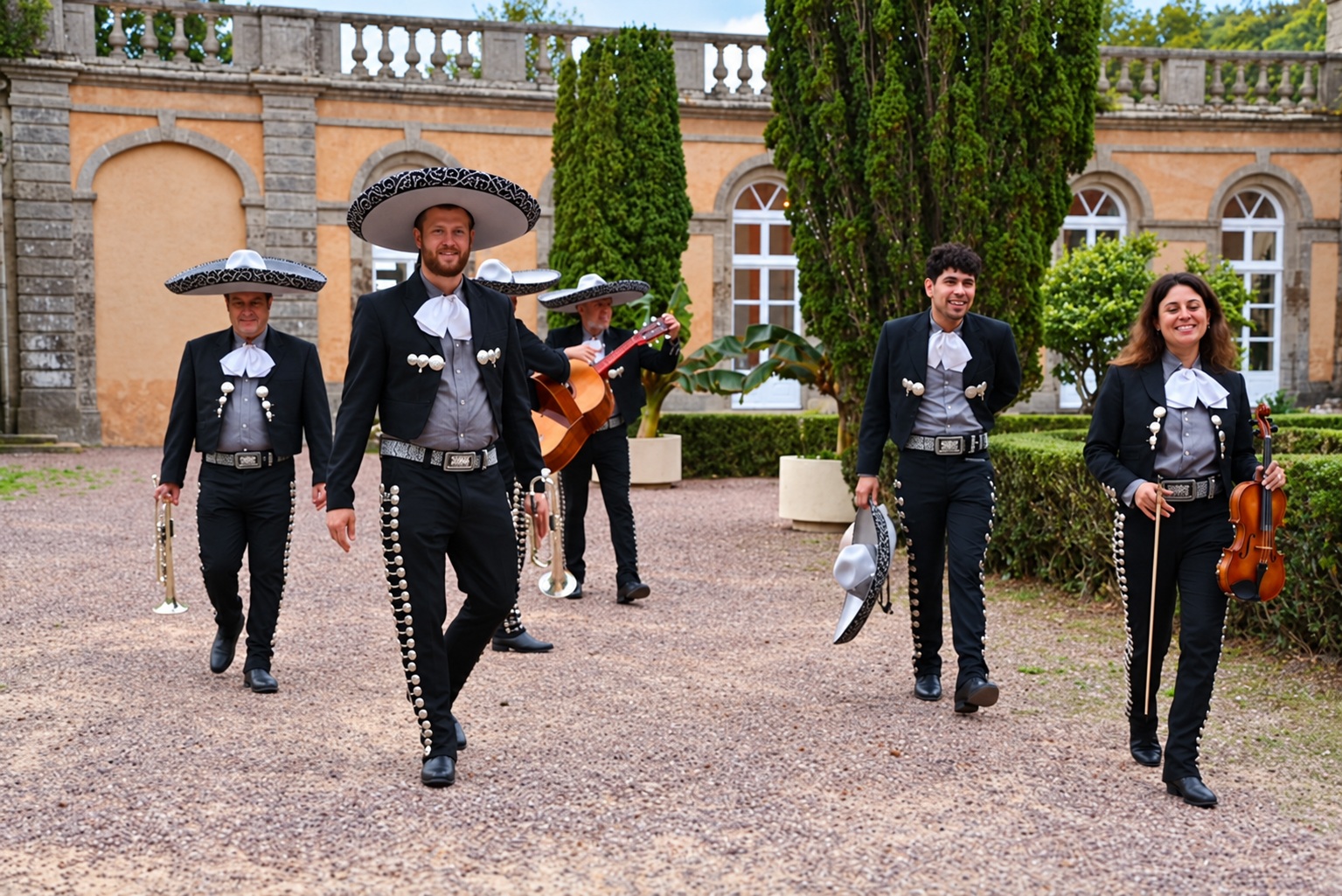 Mariachis dans la cour du château